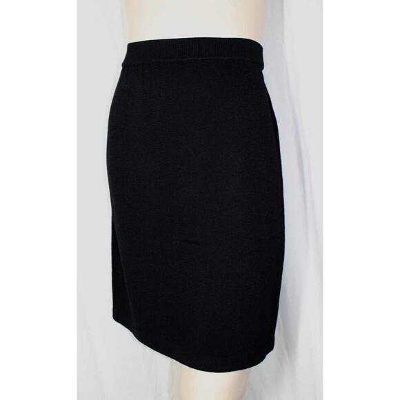 St John Basic 8 M Black Santana Knit Pull On Knee Length Pencil Skirt - Picture 1 of 6